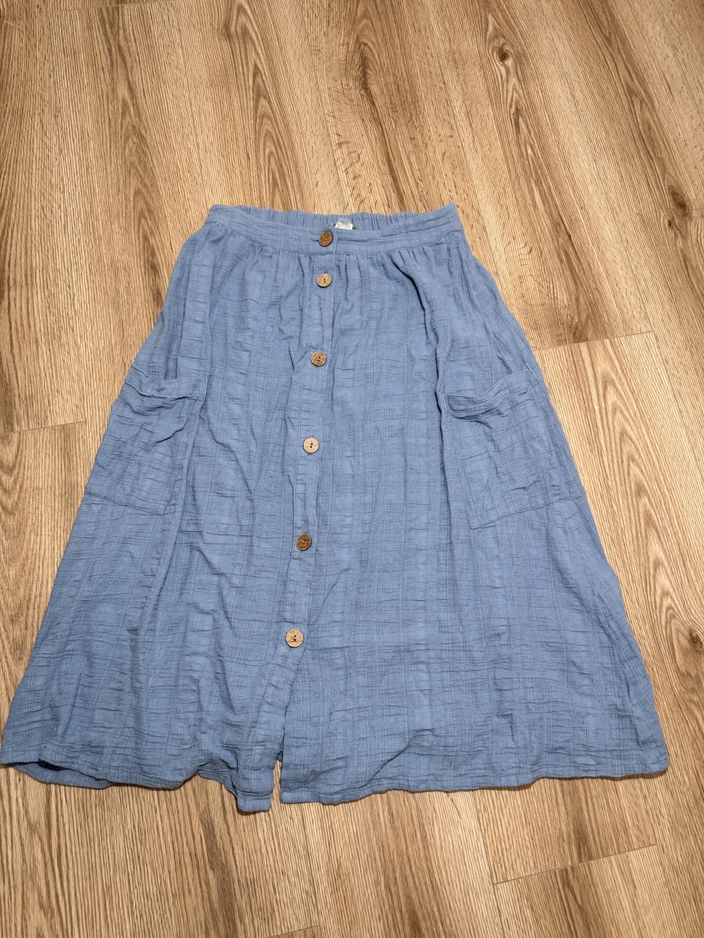Roxy Light Blue Button-Front Midi Skirt